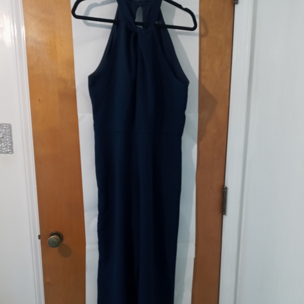Julia Jordan, Size 10, Elegant Jumpsuit, Navy, mock halter